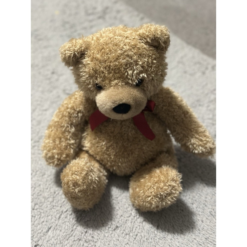 Gund Stuffed Teddy Bear Plush Toy Brown Red Ribbon Now
